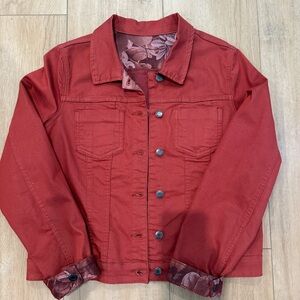 Reversable burnt orange floral jacket